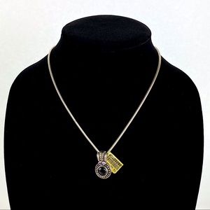 Onyx and Amethyst pendant sterling silver necklace